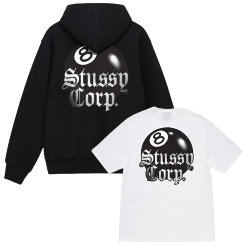 8 BALL CORP HOODIE 8 BALL CORP TEE COMBO BLACK WHITE