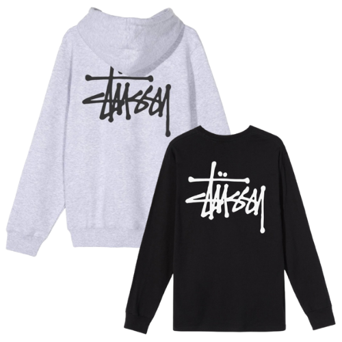 BASIC STUSSY HOODIE BASIC STUSSY LS TEE COMBO GRAY BLACK.