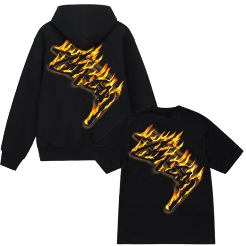 BURNING STOCK ZIP HOODIE BURNING STOCK TEE COMBO BLACK