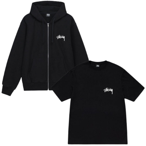 BURNING STOCK ZIP HOODIE BURNING STOCK TEE COMBO BLACK