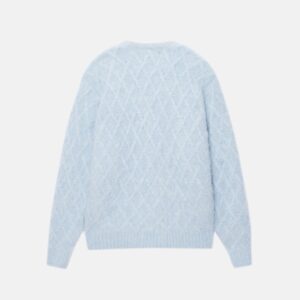 FUZZY LATTICE CREW SWEATER ICE