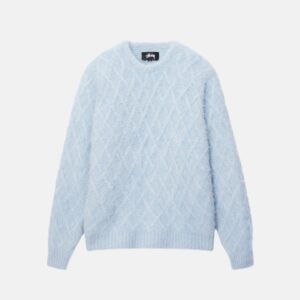 FUZZY LATTICE CREW SWEATER ICE