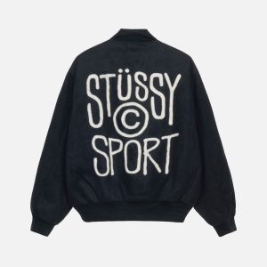 SPORT MELTON VARSITY JACKET BLACK