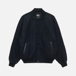 SPORT MELTON VARSITY JACKET BLACK