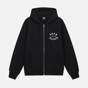 STUSSY BORN X RAISED LOGO ZIP HOODIE