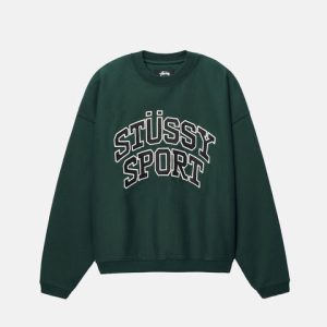 STUSSY SPORT RELAXED OVERSIZED CREW BLACK